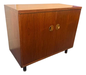 Baker Furniture Mid-Century Modern Walnut Cabinet With Brass Hardware, Circa 1970s