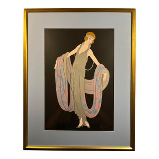 1995 Art Deco After Erte Aka Romain Tirtoff "Gala" Offset Lithograph Framed Print For Sale