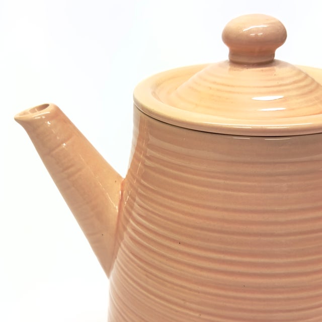 Vintage Peachy Pink Ceramic Teapot Curation - Group of 3 For Sale - Image 9 of 16