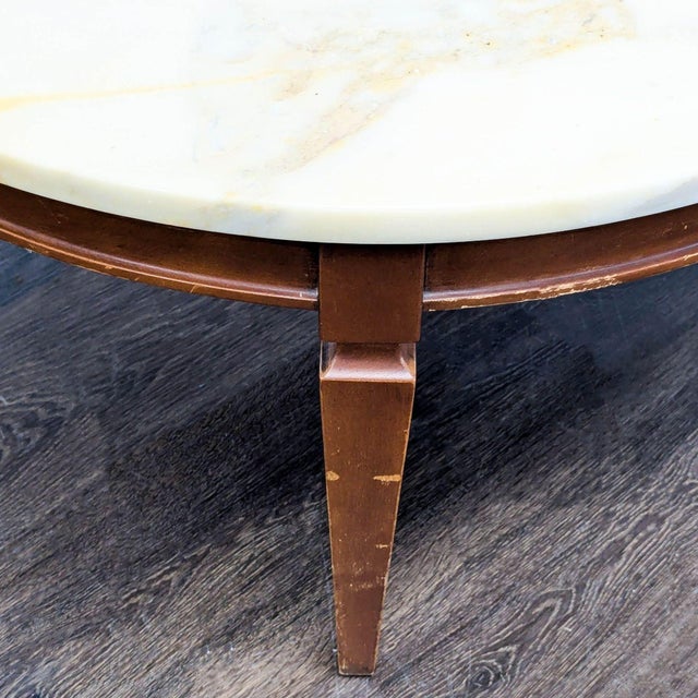 1990s Vintage Wood Coffee Table With Marble Top For Sale - Image 5 of 5