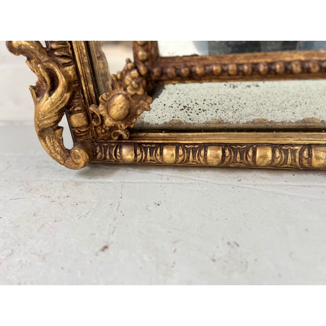 Louis XVI Style Mirror with Glazing Beads in Wood and Gilded Stucco For Sale - Image 5 of 16