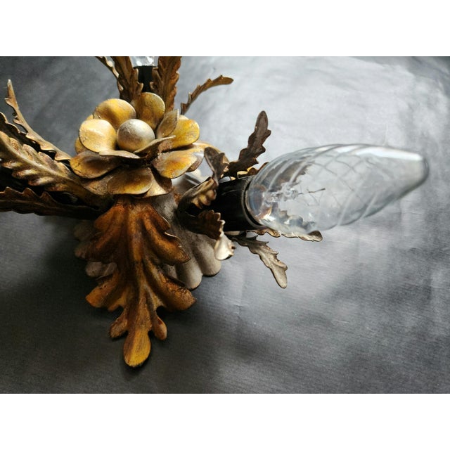 Vintage Florentine Silver-Plated and Gold-Plated 3-Light Ceiling or Wall Lamp from Banci Firenze, Italy, 1960s For Sale - Image 17 of 18