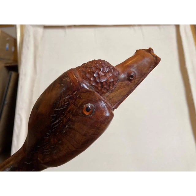 Swan (Large Free-Form Carved Polished Hardwood Bird Sculpture), G. Mille For Sale - Image 4 of 8