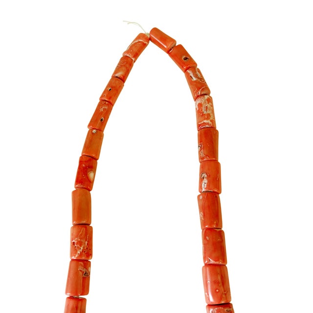 Asian Vintage Chunky Natural Nepalese Angel Skin Coral Strand 38 Beads For Sale - Image 3 of 11