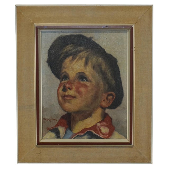 Brandsma, Young Boy, 1930, Oil on Canvas, Framed For Sale