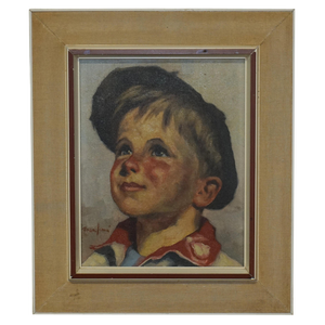 Brandsma, Young Boy, 1930, Oil on Canvas, Framed