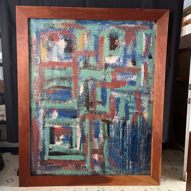 Hello” by John Frates, Huge, Mid Century Modern, Abstract, Hang Multi-Direction, Unframed Is 48x60x1 1/2 In., #1713, 2 Frame Choices Add $1,000. Obo, For Sale - Image 11 of 12