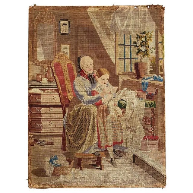 Antique French Fine Needlepoint Tapestry For Sale - Image 12 of 12