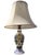 Delicate vintage German porcelain table lamp featuring a softly iridescent lavender-toned body adorned with dimensional...