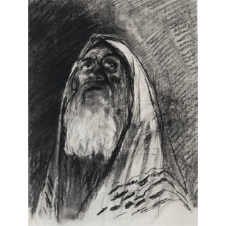 Paul Jeffay, Judaica Jewish Shtetl Etching Hasidic Rabbi, Meditation Vintage Chassidic Print, c.1950's For Sale