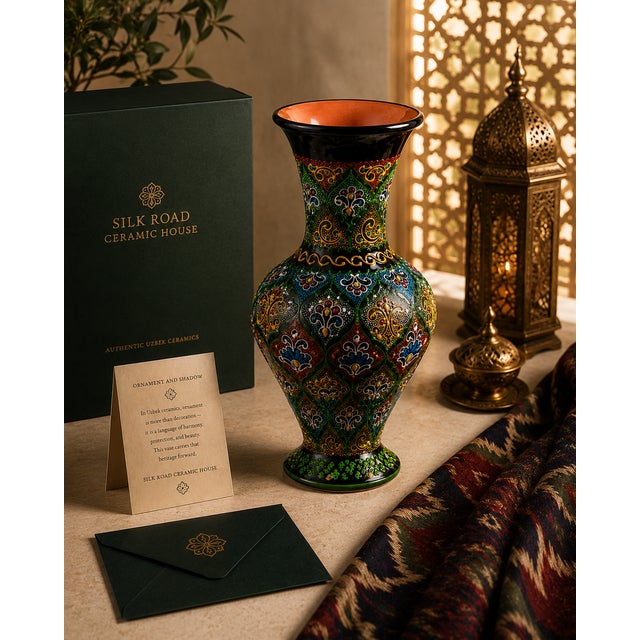 Traditional One-of-a-Kind Uzbek Arabesque Ceramic Vase For Sale - Image 3 of 4