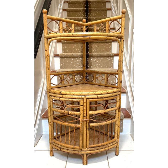 Rattan Mid Century Corner Etagere From Hong Kong Chairish