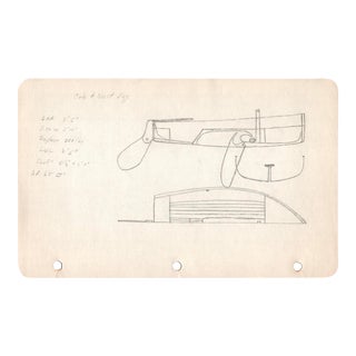 1940s Marine Architectural Pencil Drawing on Paper For Sale