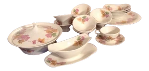 Iroquois True China Ben Siebel Design Impromptu Grapes, Mid Century Modern 1960s Dinnerware Set - 15 Piece