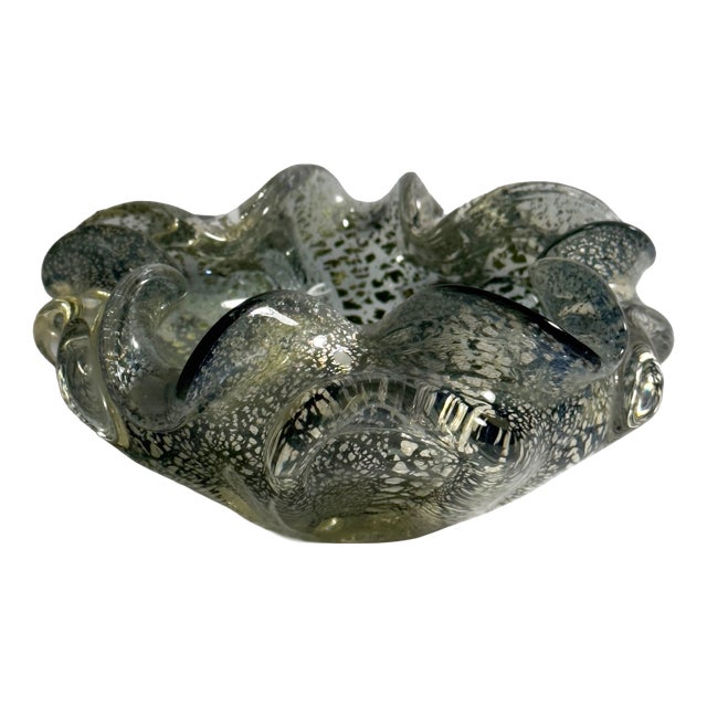 Silver Leaf Particles Ashtray from Barovier & Toso, 1970s For Sale