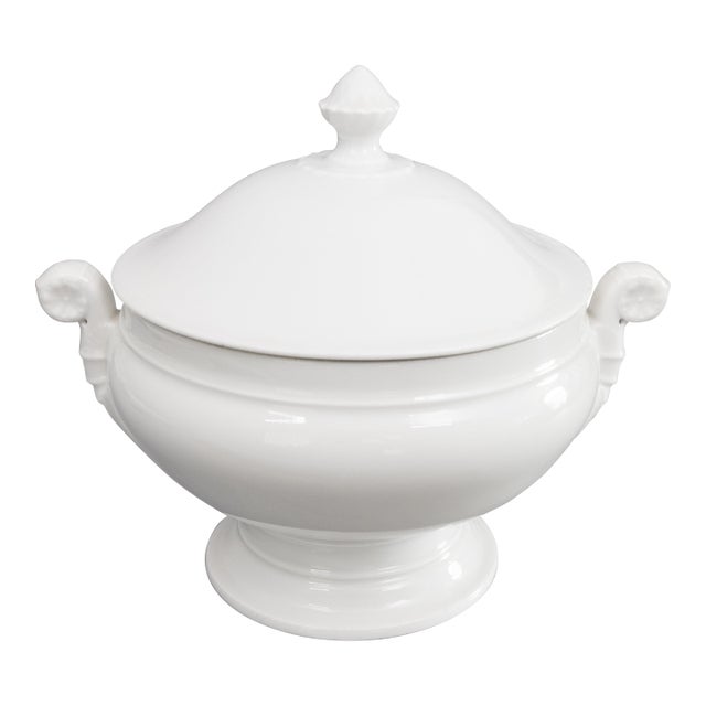 Antique French White Ironstone Lidded Soup Tureen For Sale