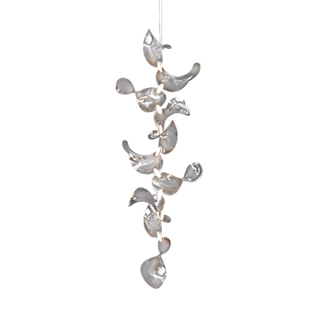 Dune 10 Vertical Cluster Light with Silver Polished Shades by Daniel Becker For Sale