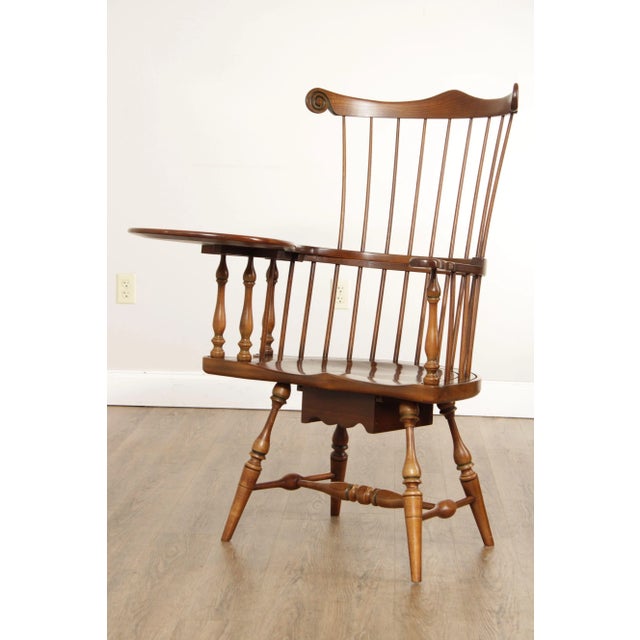 American 1970s Frederick Duckloe & Bros Windsor Style Writing Armchair For Sale - Image 3 of 13