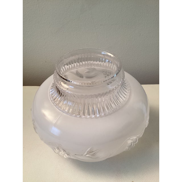 White Vintage Frosted and Clear Glass Ceiling Shade For Sale - Image 8 of 9