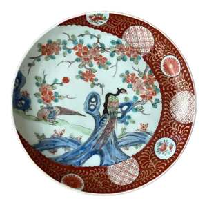 Antique Japanese Imperial Imari Porcelain Dish With Peacocks Design 18th - 19th Century