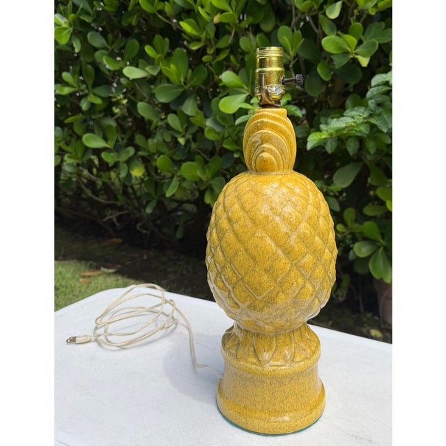 Mustard Vintage Glazed Ceramic Pineapple Form Table Lamp For Sale - Image 8 of 12