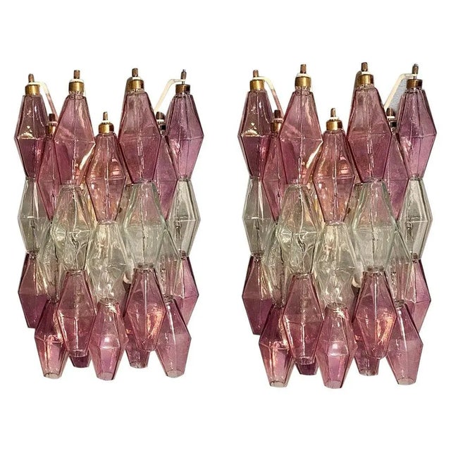 Pink and Clear Poliedri Sconces by Carlo Scarpa for Venini, 1980s, Set of 2 For Sale - Image 13 of 13