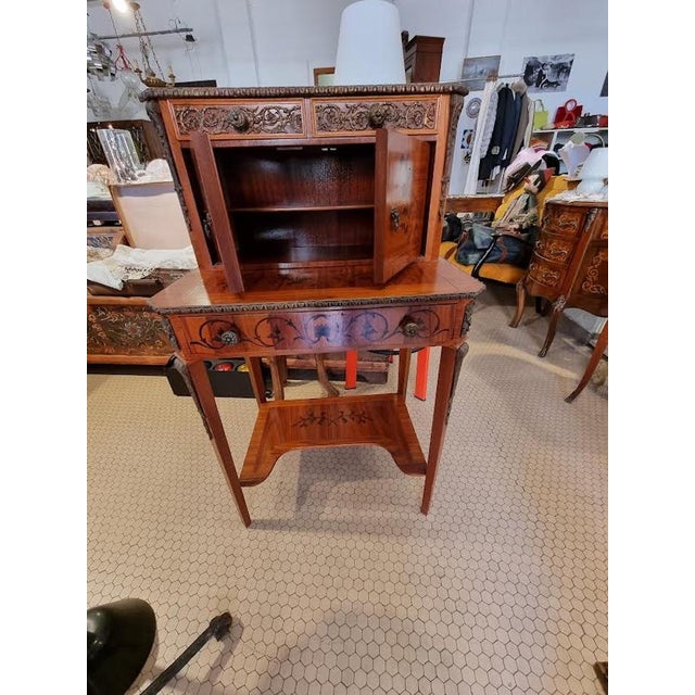 Small Empire Style Desk in Cherry with Wood Inlays and Bronze Decorations, 1890s For Sale - Image 5 of 5