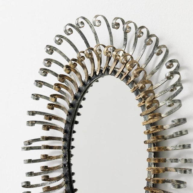 Mid-Century Modern Sunburst Mirror in Brass, 1960 For Sale - Image 11 of 14