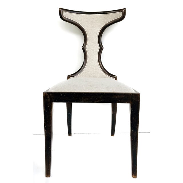 Pregno Srl Italian Upholstered Klismos Style Dining Chairs, Set of 6 Offered for sale is a super sexy set of six Italian...