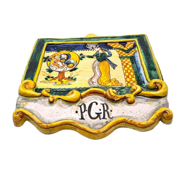 Italian Vintage Italian Maiolica Madonna and Child Plaque by Roberto Lanchi, Rome For Sale - Image 3 of 13