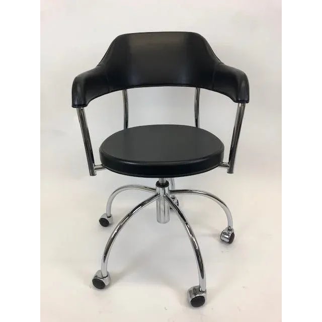 Modern Italian Black Leather Chair and Chromed Steel Frame For Sale - Image 9 of 9