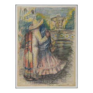 "Twilight Colored Pencil" - Original Pastel and Charcoal on Paper by Manuela Coto