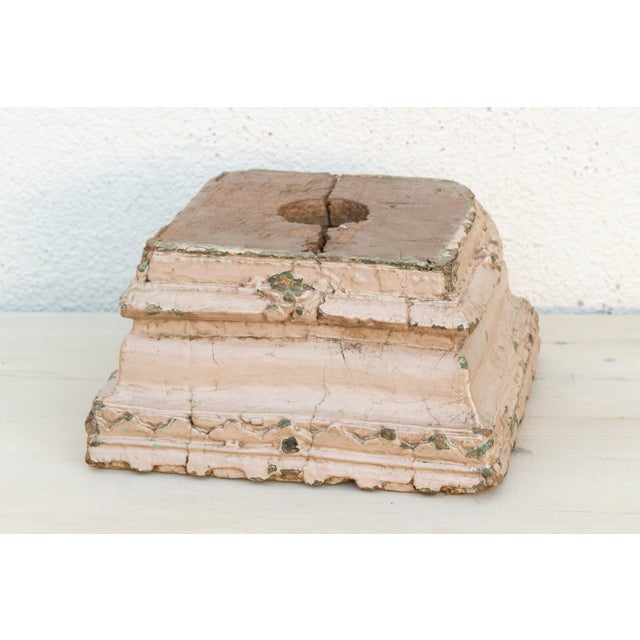 19th Century Antique Painted Pastel White Column Base For Sale - Image 5 of 7