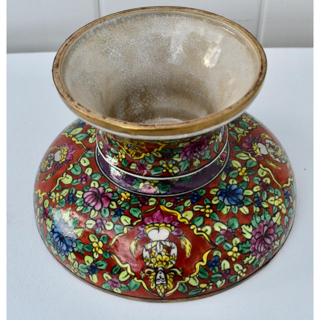 Vtg. Thia Benjarong Enamel Painted Ceramic Bowl W/Brass Rim For Sale - Image 18 of 18