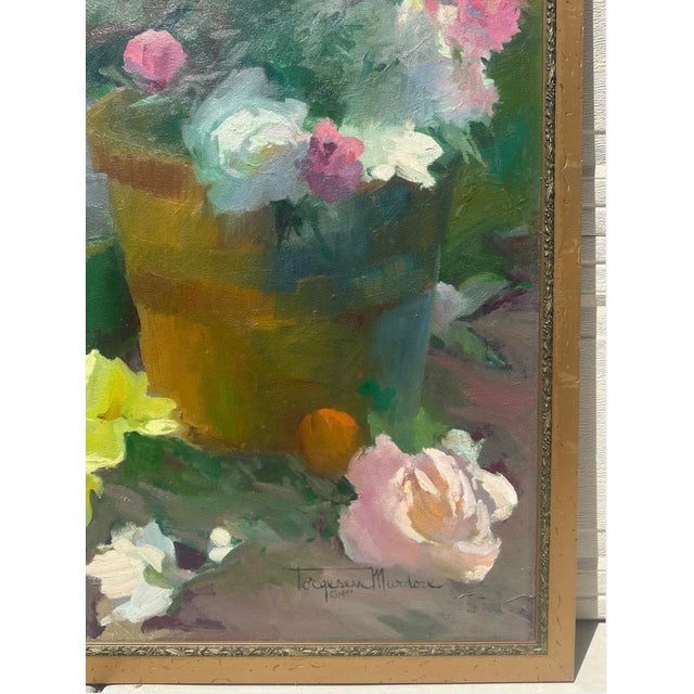 1999 Large Torgesen Murdock “Still Life W/ Peonies & Summer Fruit” Oil on Board For Sale In San Diego - Image 6 of 18