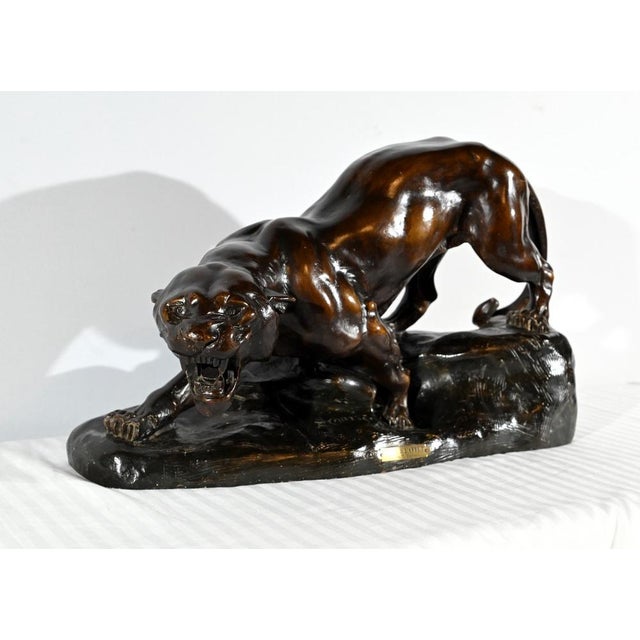 T.cartier, Tiger on the Prowl, Early 20th Century, Sculpture in Patinated Terracotta For Sale - Image 3 of 18