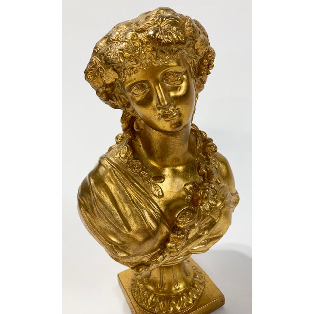 Mid 20th Century Vintage Gilded Maiden Bust For Sale - Image 5 of 5
