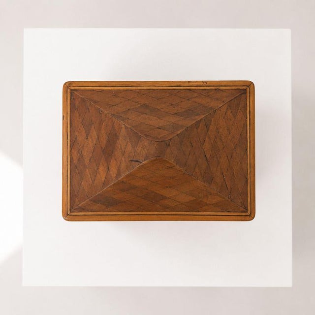 Wood Mid-Century Modern Decorative Box Tea Caddy in Marquetry Wood anf Brass, Italy For Sale - Image 7 of 8