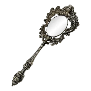 Antique Art Nouveau - Rococo Sterling Silver Small Traveling Size Ladies Vanity Hand Mirror by William Kerr Co.