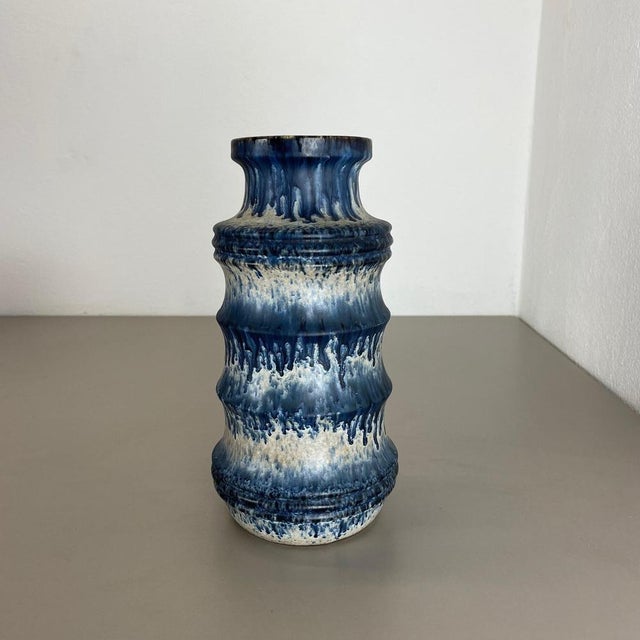 Fat Lava Multi-Color Blue Zigzag Vase from Scheurich, Germany Wgp, 1970s For Sale - Image 4 of 18