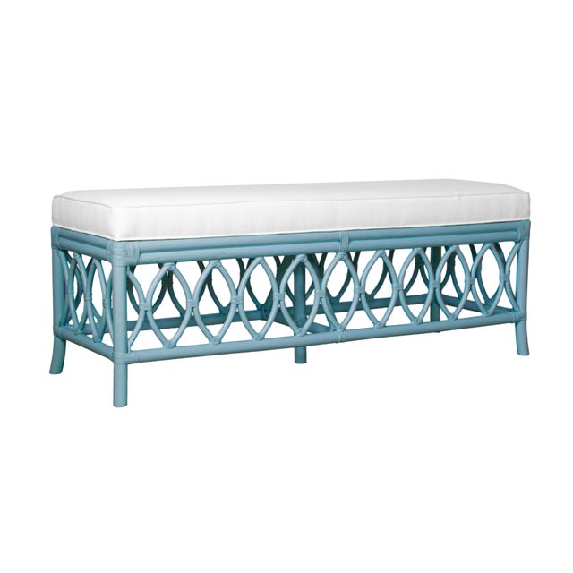 Not Yet Made - Made To Order Lillian Bench - Pool Blue For Sale - Image 5 of 8