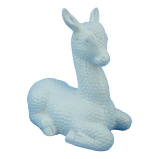Art Deco Ceramic Baby Deer Sculpture by Giovanni Gariboldi for Richard Ginori Factory, Italy, 1900s For Sale