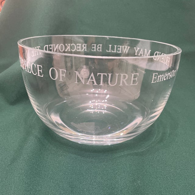 2020s Ralph Waldo Emerson Glass ‘Friendship’ Bowl 8.5” For Sale - Image 5 of 5