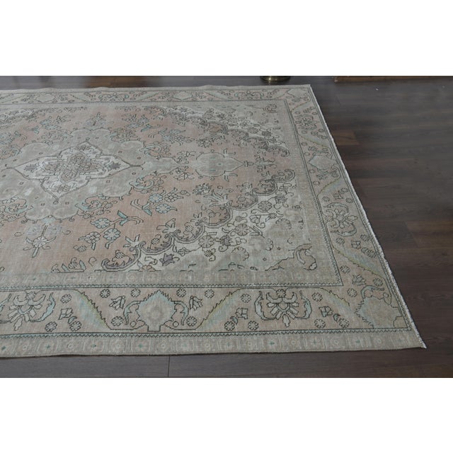 1970s Vintage Persian Handmade Wool Cotton Orange Area Rug For Sale - Image 9 of 11