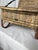 Wood Vintage Woven Rattan and Leather Field Chair For Sale - Image 7 of 10