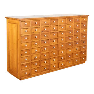 Free Standing Pine Apothecary Counter With 64 Drawers, Kitchen Island Circa 1900's