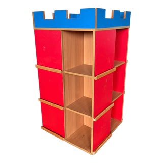 Postmodern Castle Bookcase & Vinyl Record Storage Unit For Sale