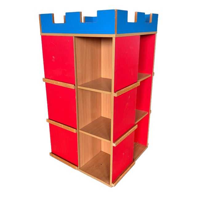 Postmodern Castle Bookcase & Vinyl Record Storage Unit For Sale