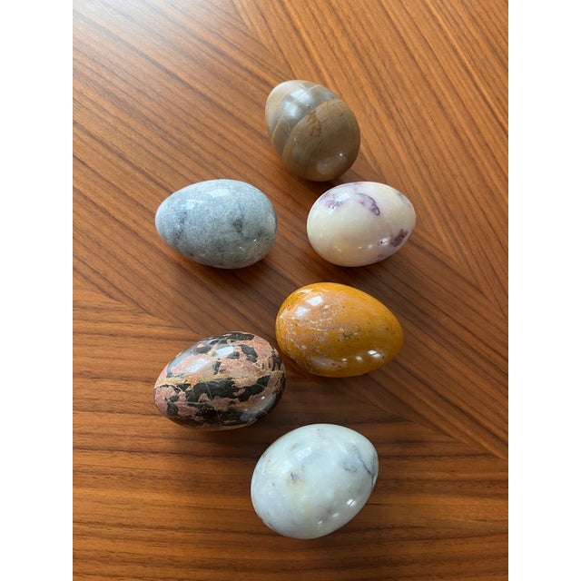 Vintage Italian Polished Alabaster Eggs-6 Pieces For Sale - Image 4 of 6