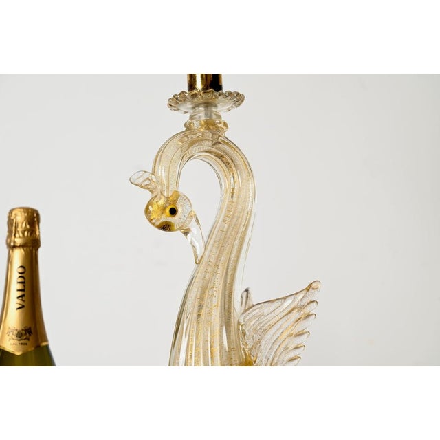1950s Swan Table Lamp in Murano Glass and 24 Karat Gold by Archimede Seguso, Italy 1950s For Sale - Image 5 of 14